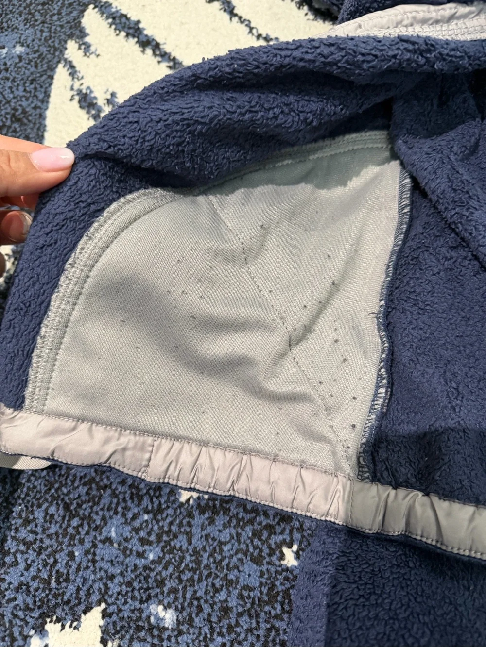 The North Face Kids Navy and Light Gray Hooded Fleece Jacket